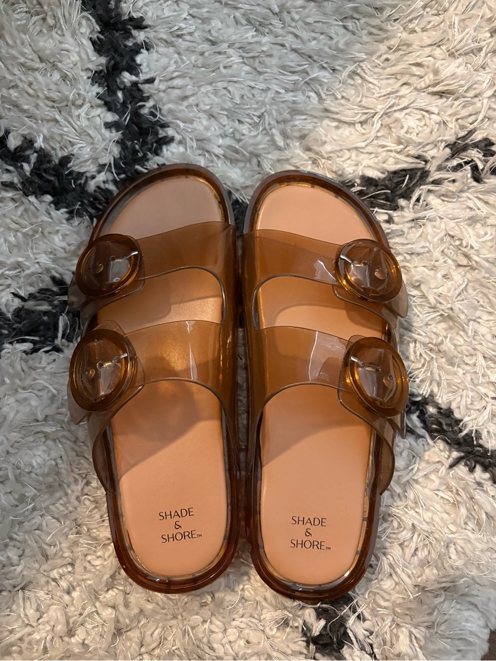 Target Shade & Shore Women’s Transparent Brown Double-Buckle Slide Sandals